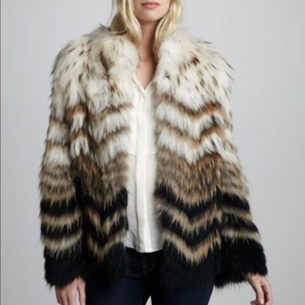 Theory Black and Brown Chevron Teddy Jacket
